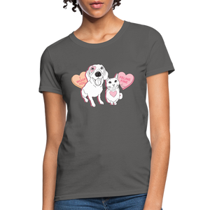 Valentine Hearts Contoured T-Shirt - charcoal