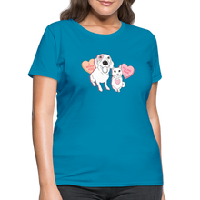 Load image into Gallery viewer, Valentine Hearts Contoured T-Shirt - turquoise