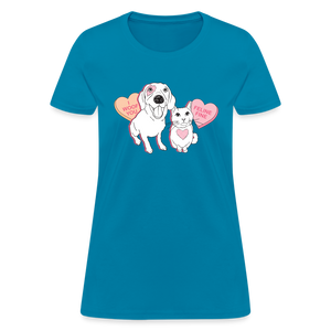 Valentine Hearts Contoured T-Shirt - turquoise