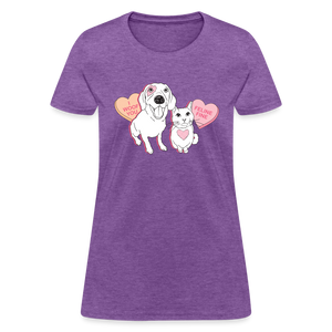 Valentine Hearts Contoured T-Shirt - purple heather