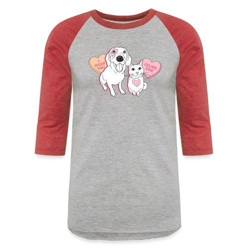 Valentine Hearts Baseball T-Shirt - heather gray/red