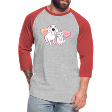 Load image into Gallery viewer, Valentine Hearts Baseball T-Shirt - heather gray/red