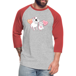 Valentine Hearts Baseball T-Shirt - heather gray/red