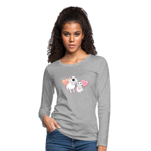 Load image into Gallery viewer, Valentine Hearts Contoured Premium Long Sleeve T-Shirt - heather gray