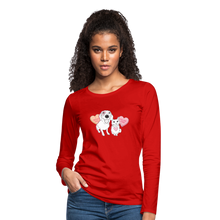 Load image into Gallery viewer, Valentine Hearts Contoured Premium Long Sleeve T-Shirt - red