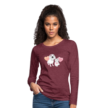 Load image into Gallery viewer, Valentine Hearts Contoured Premium Long Sleeve T-Shirt - heather burgundy