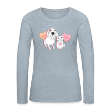 Load image into Gallery viewer, Valentine Hearts Contoured Premium Long Sleeve T-Shirt - heather ice blue