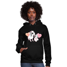 Load image into Gallery viewer, Valentine Hearts Contoured Hoodie - black