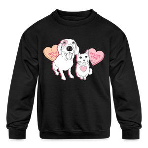 Valentine Hearts Kids' Crewneck Sweatshirt - black