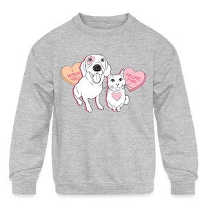 Valentine Hearts Kids' Crewneck Sweatshirt - heather gray