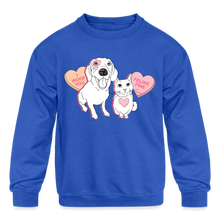 Load image into Gallery viewer, Valentine Hearts Kids&#39; Crewneck Sweatshirt - royal blue