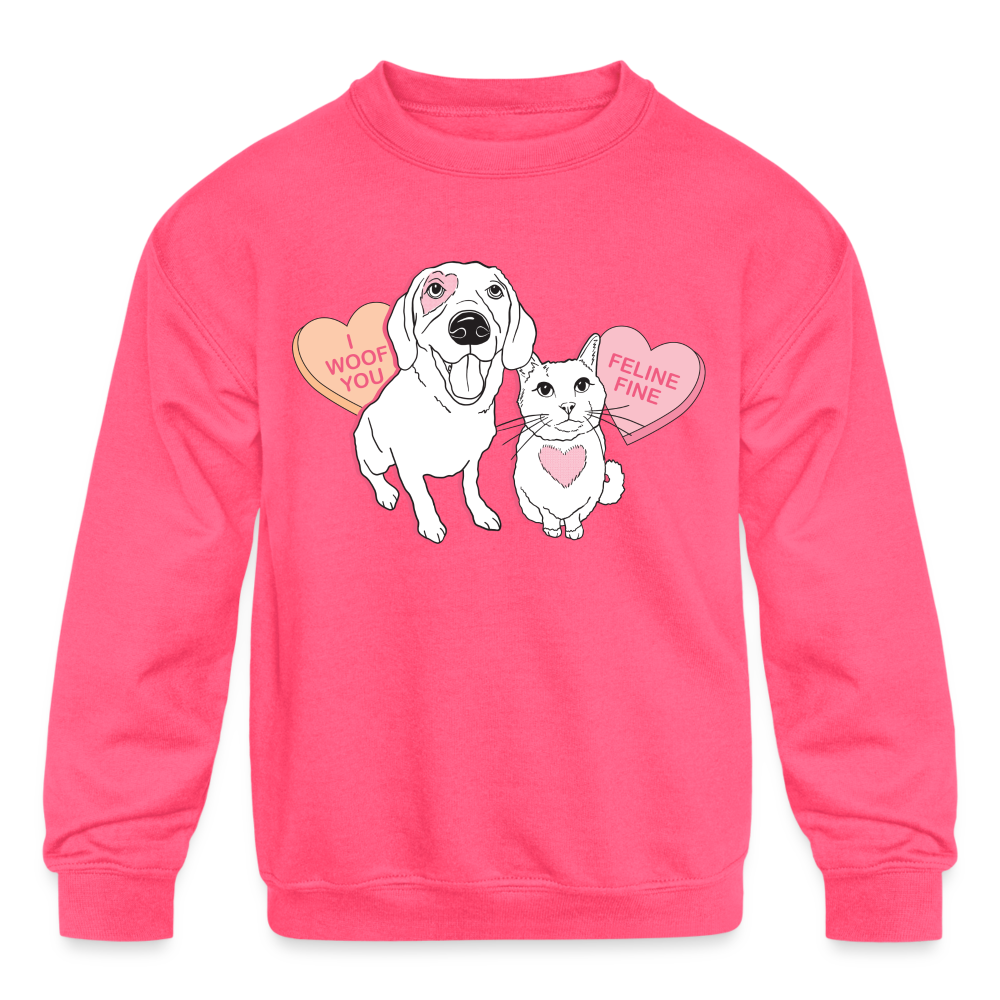 
                  
                    Valentine Hearts Kids' Crewneck Sweatshirt - neon pink
                  
                