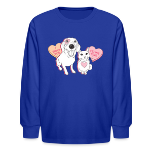 Valentine Hearts Kids' Long Sleeve T-Shirt - royal blue