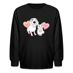 Valentine Hearts Kids' Long Sleeve T-Shirt - black