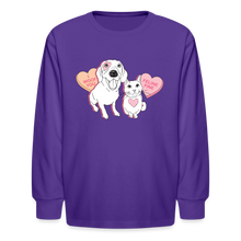 Load image into Gallery viewer, Valentine Hearts Kids&#39; Long Sleeve T-Shirt - dark purple