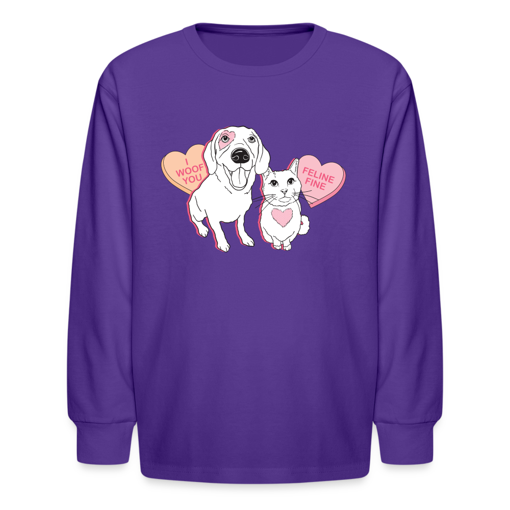 Valentine Hearts Kids' Long Sleeve T-Shirt - dark purple