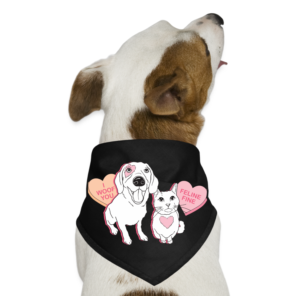 Valentine Hearts Dog Bandana - black