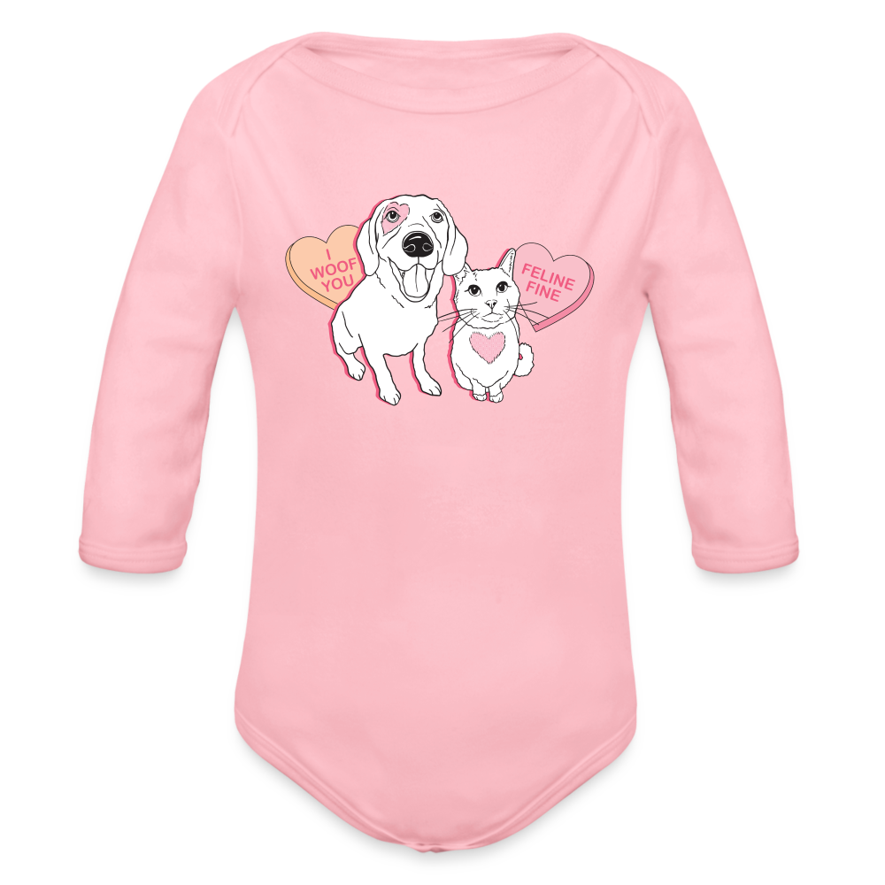 
                  
                    Valentine Hearts Organic Long Sleeve Baby Bodysuit - light pink
                  
                