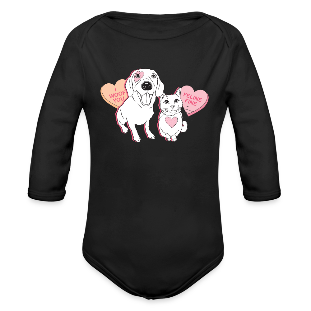 
                  
                    Valentine Hearts Organic Long Sleeve Baby Bodysuit - black
                  
                