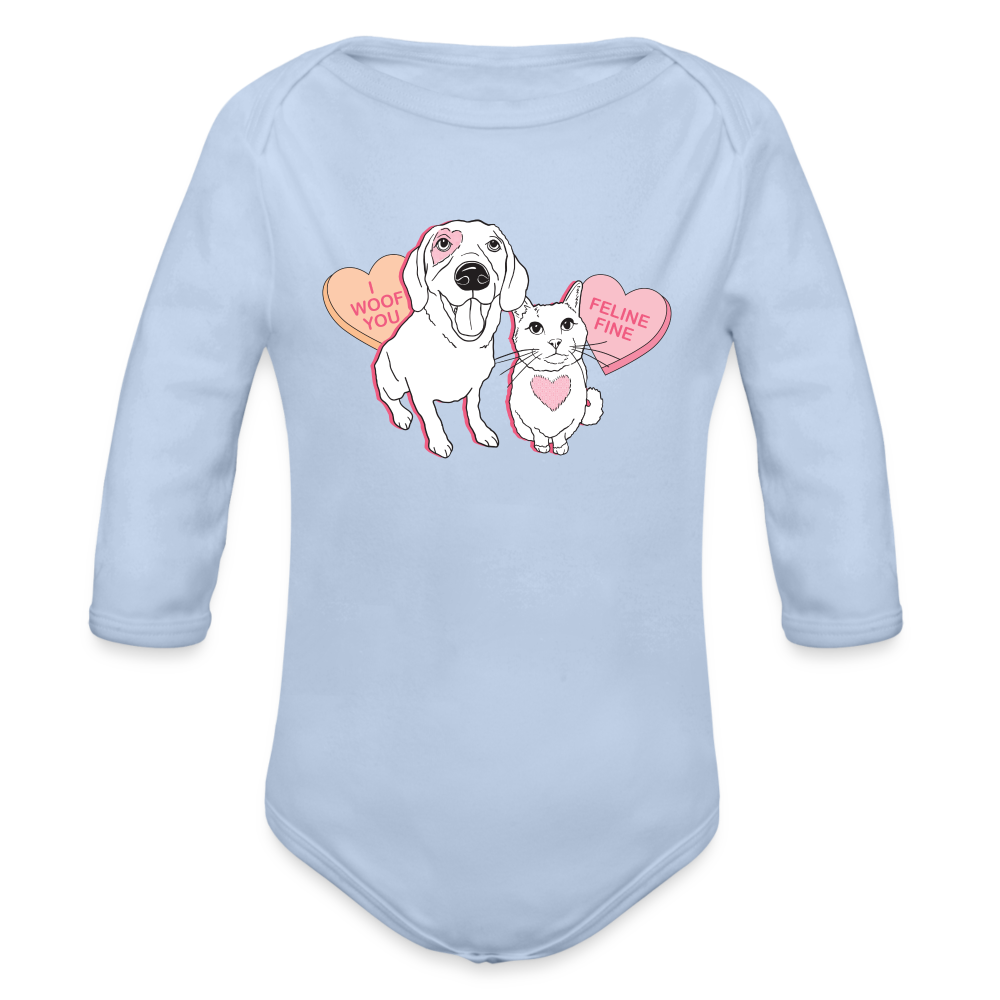 
                  
                    Valentine Hearts Organic Long Sleeve Baby Bodysuit - sky
                  
                