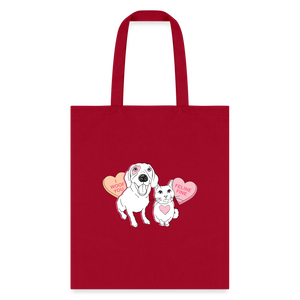 Valentine Hearts Tote Bag - red