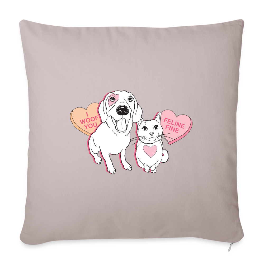 
                  
                    Valentine Hearts Throw Pillow Cover 18” x 18” - light taupe
                  
                