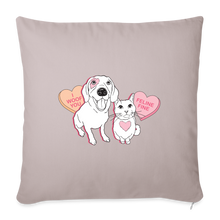 Load image into Gallery viewer, Valentine Hearts Throw Pillow Cover 18” x 18” - light taupe