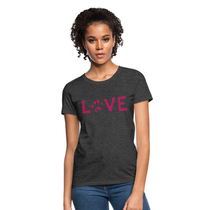 Love Pawprint Contoured T-Shirt - heather black