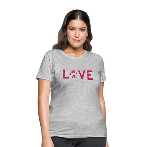 Love Pawprint Contoured T-Shirt - heather gray