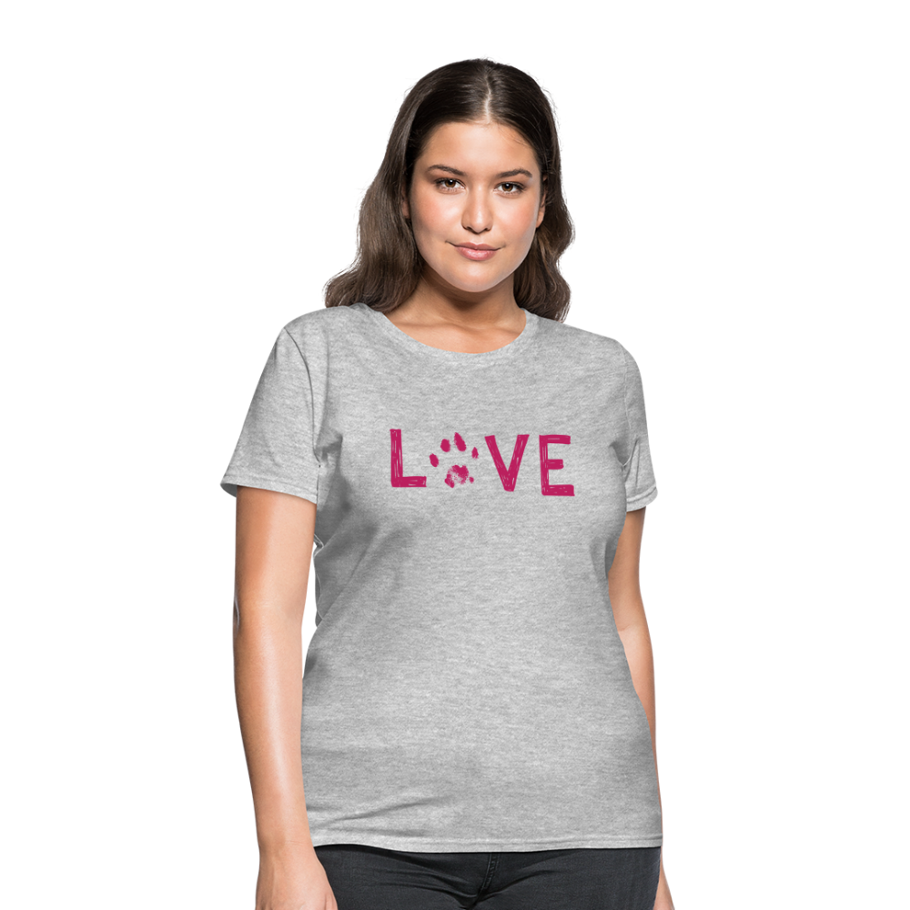 Love Pawprint Contoured T-Shirt - heather gray