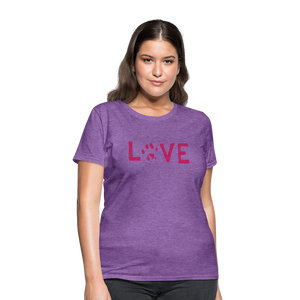Love Pawprint Contoured T-Shirt - purple heather