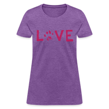 Load image into Gallery viewer, Love Pawprint Contoured T-Shirt - purple heather