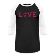 Load image into Gallery viewer, Love Pawprint Baseball T-Shirt - black/white