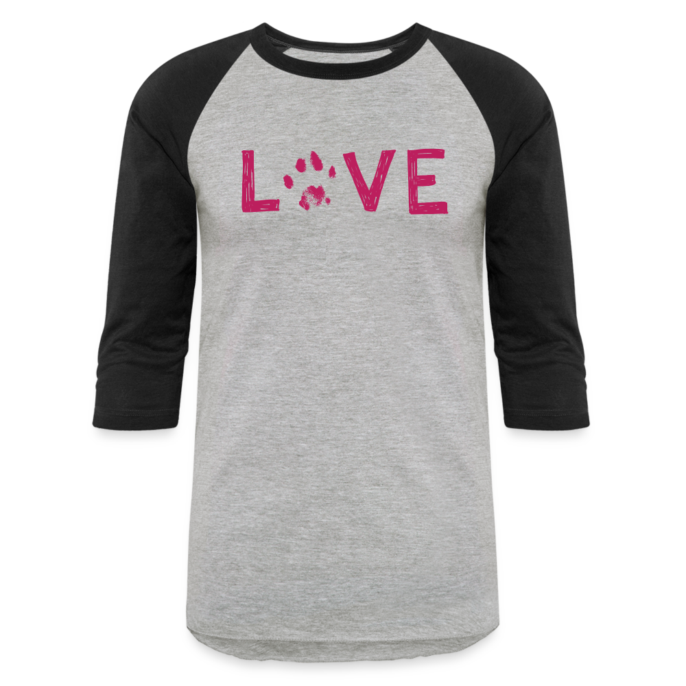 
                  
                    Love Pawprint Baseball T-Shirt - heather gray/black
                  
                