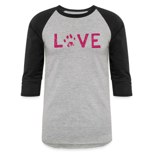 Love Pawprint Baseball T-Shirt - heather gray/black