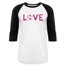 Load image into Gallery viewer, Love Pawprint Baseball T-Shirt - white/black