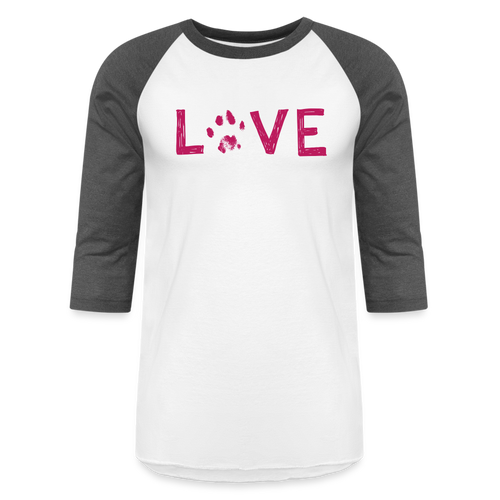 Love Pawprint Baseball T-Shirt - white/charcoal