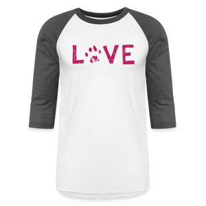 Love Pawprint Baseball T-Shirt - white/charcoal