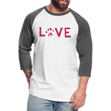 Load image into Gallery viewer, Love Pawprint Baseball T-Shirt - white/charcoal