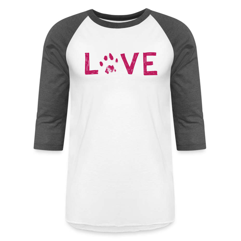 Love Pawprint Baseball T-Shirt - white/charcoal