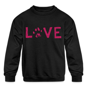 Love Pawprint Kids' Crewneck Sweatshirt - black