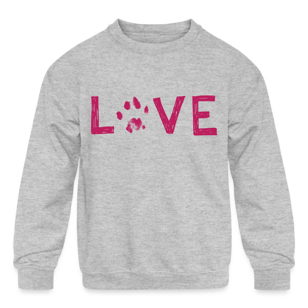Love Pawprint Kids' Crewneck Sweatshirt - heather gray