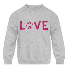 Load image into Gallery viewer, Love Pawprint Kids&#39; Crewneck Sweatshirt - heather gray