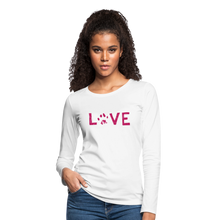 Load image into Gallery viewer, Love Pawprint Contoured Premium Long Sleeve T-Shirt - white