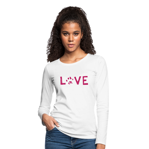Love Pawprint Contoured Premium Long Sleeve T-Shirt - white