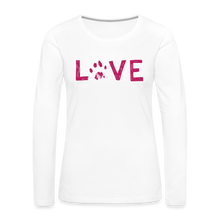 Load image into Gallery viewer, Love Pawprint Contoured Premium Long Sleeve T-Shirt - white