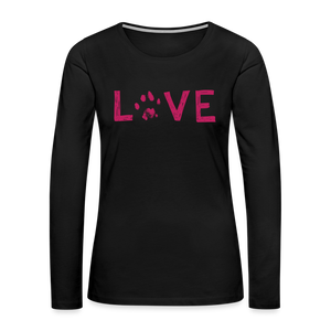 Love Pawprint Contoured Premium Long Sleeve T-Shirt - black