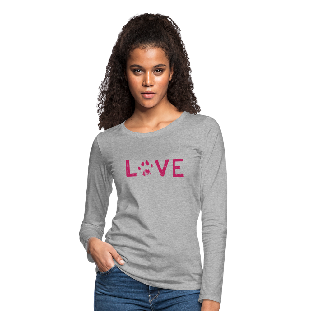 
                  
                    Love Pawprint Contoured Premium Long Sleeve T-Shirt - heather gray
                  
                