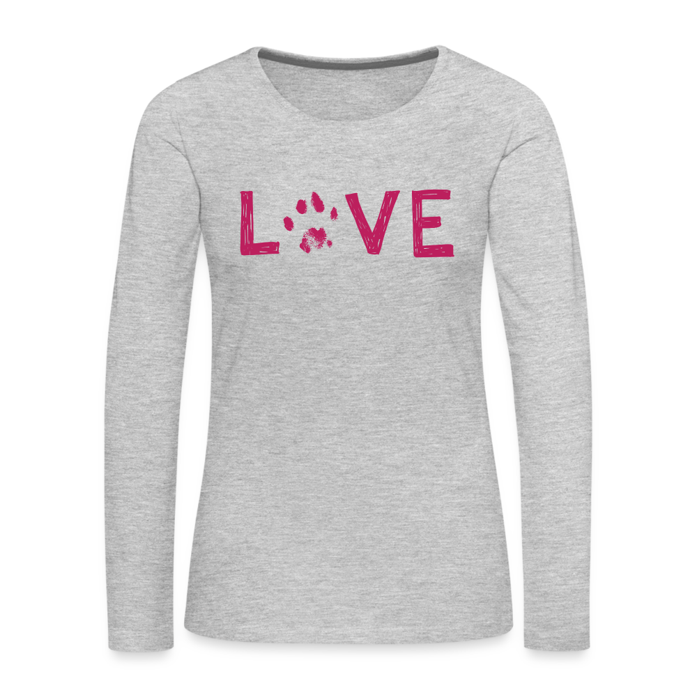 
                  
                    Love Pawprint Contoured Premium Long Sleeve T-Shirt - heather gray
                  
                