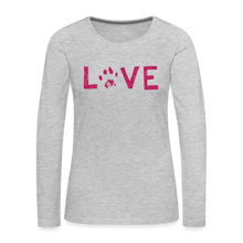 Load image into Gallery viewer, Love Pawprint Contoured Premium Long Sleeve T-Shirt - heather gray